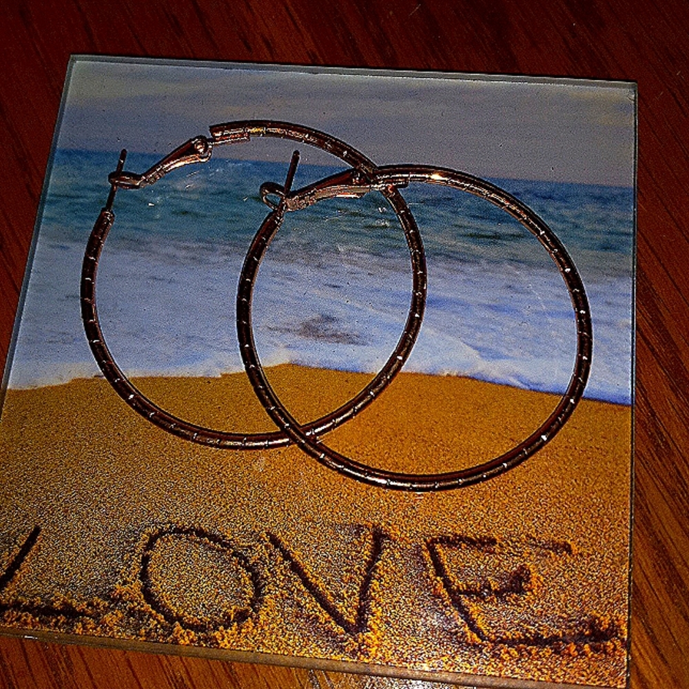 2" round rose gold hoops - Picture 1 of 2